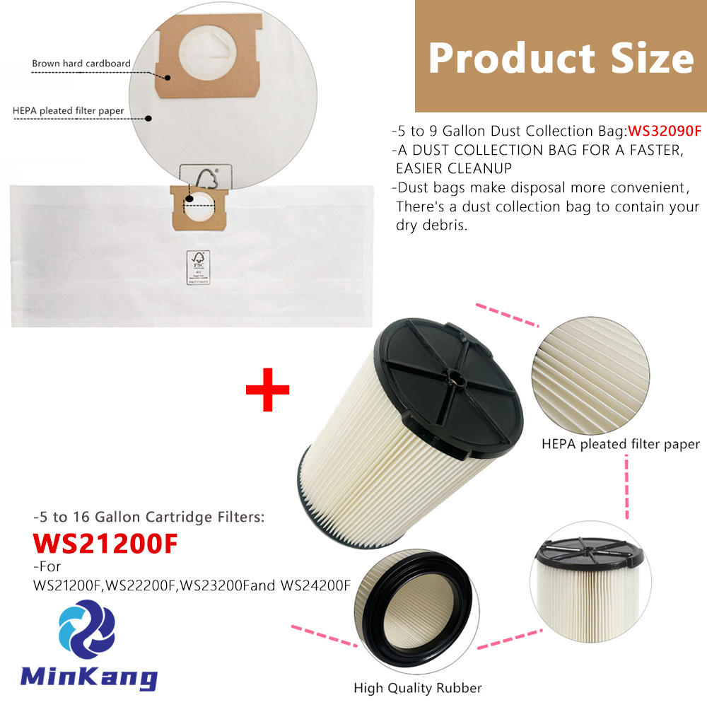 WS32090F Dust Collection Bag and WS21200F Cartridge Filter WS32090F Dust Collection Bag and WS21200F Cartridge Filter