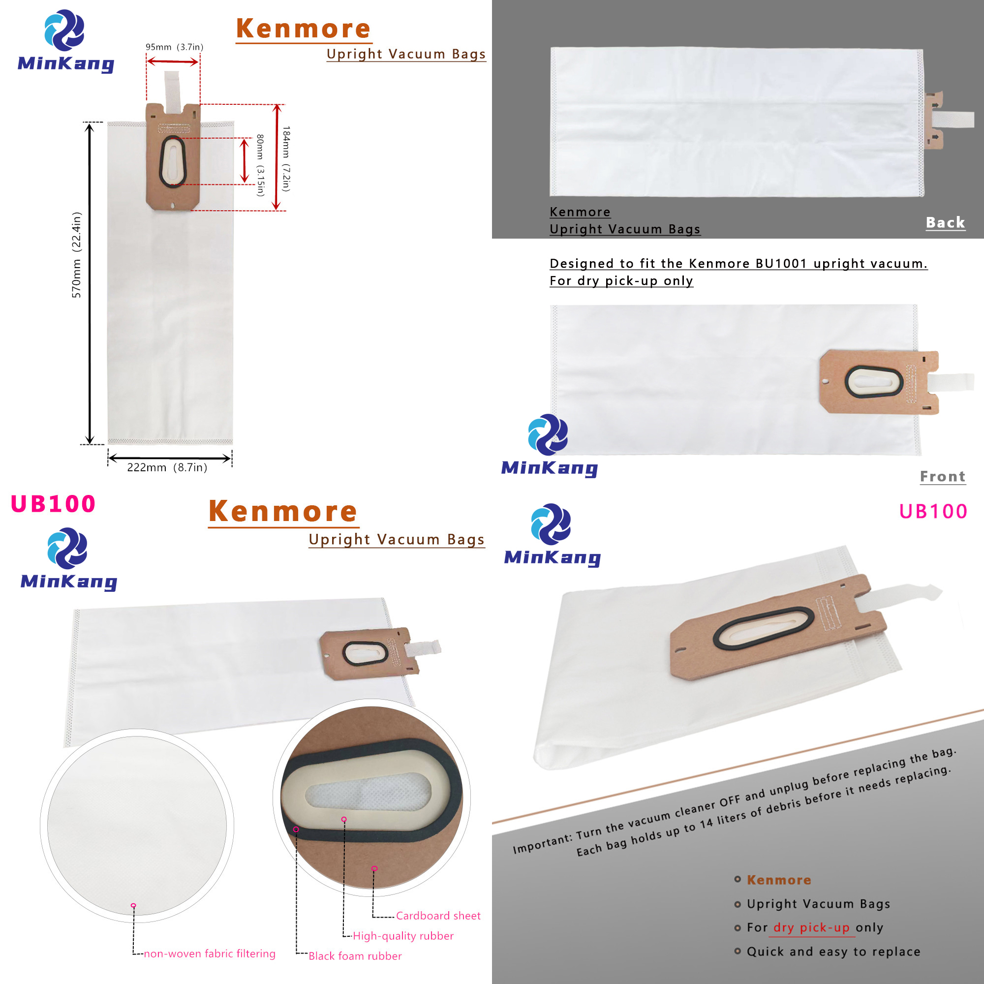 UB100 Dust filter Bags for Kenmore UB100 Dust filter Bags for Kenmore