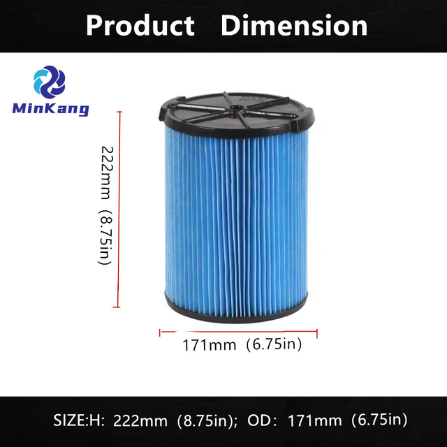 VF5000 Fine Dust 3-Layer Cartridge HEPA Filter for Ridgid 5-20 Gallon Wet /Dry Vacuums （Blue）