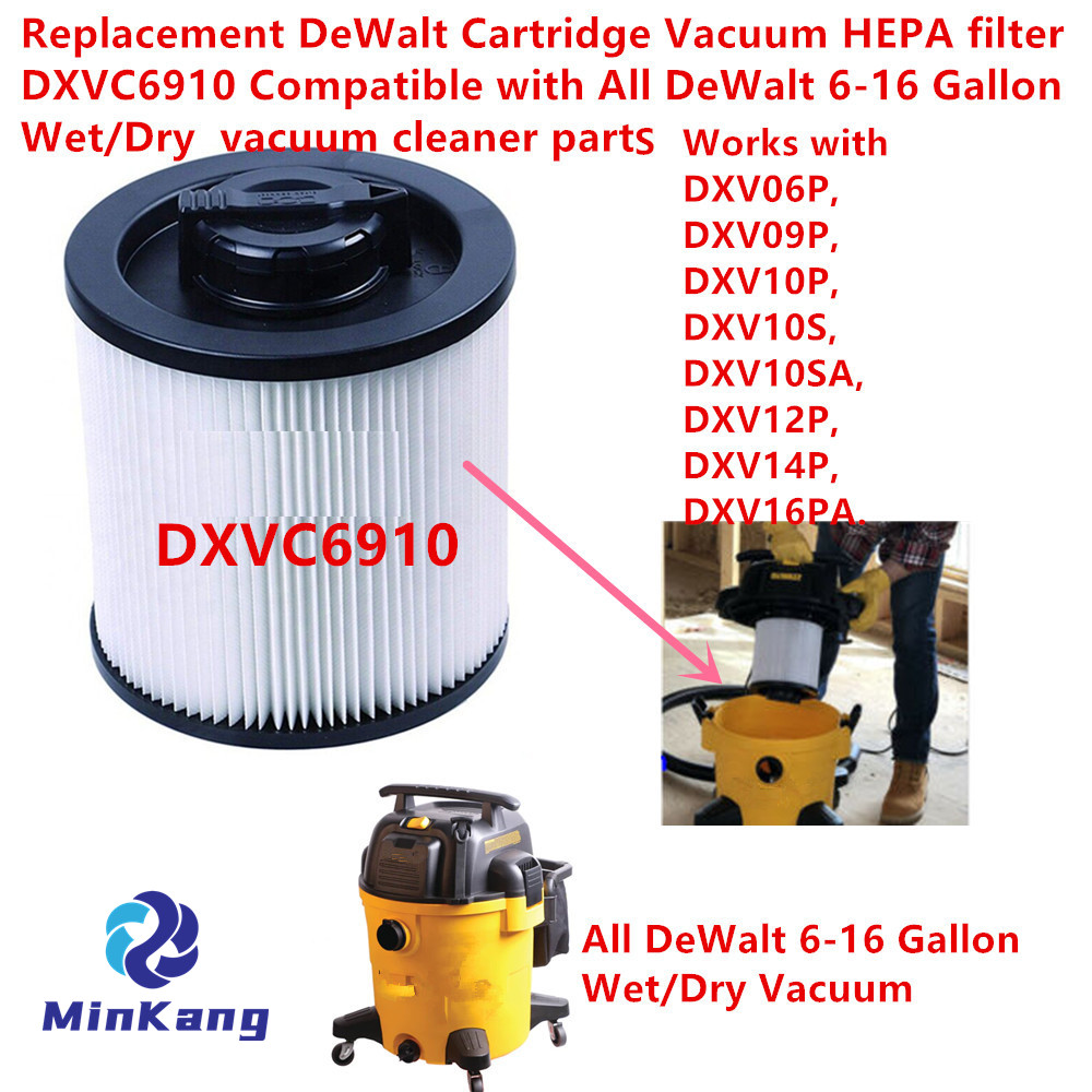 DXVC6910 Cartridge vacuum Filter Replacement DeWalt Standard Filter for 6-16 Gallon Wet/Dry vacuum cleaner parts（White）