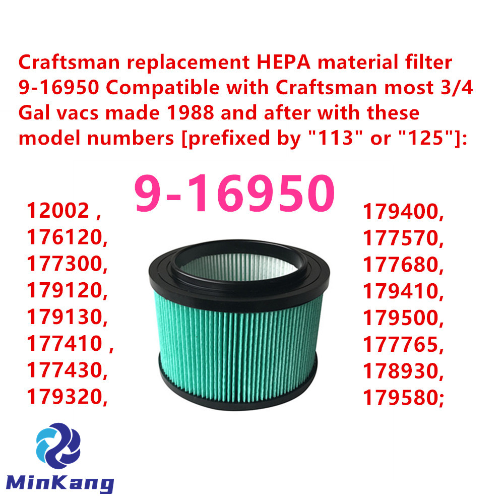 9-16950 vacuum HEPA material filter for Craftsman most 3 or 4 gallon vacs made 1988 & after  