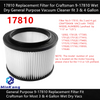 17810 Replacement Cartridge HEPA Filter for Craftsman 9-17810 Wet Dry General Purpose Vacuum 3 & 4 Gallon made 1988