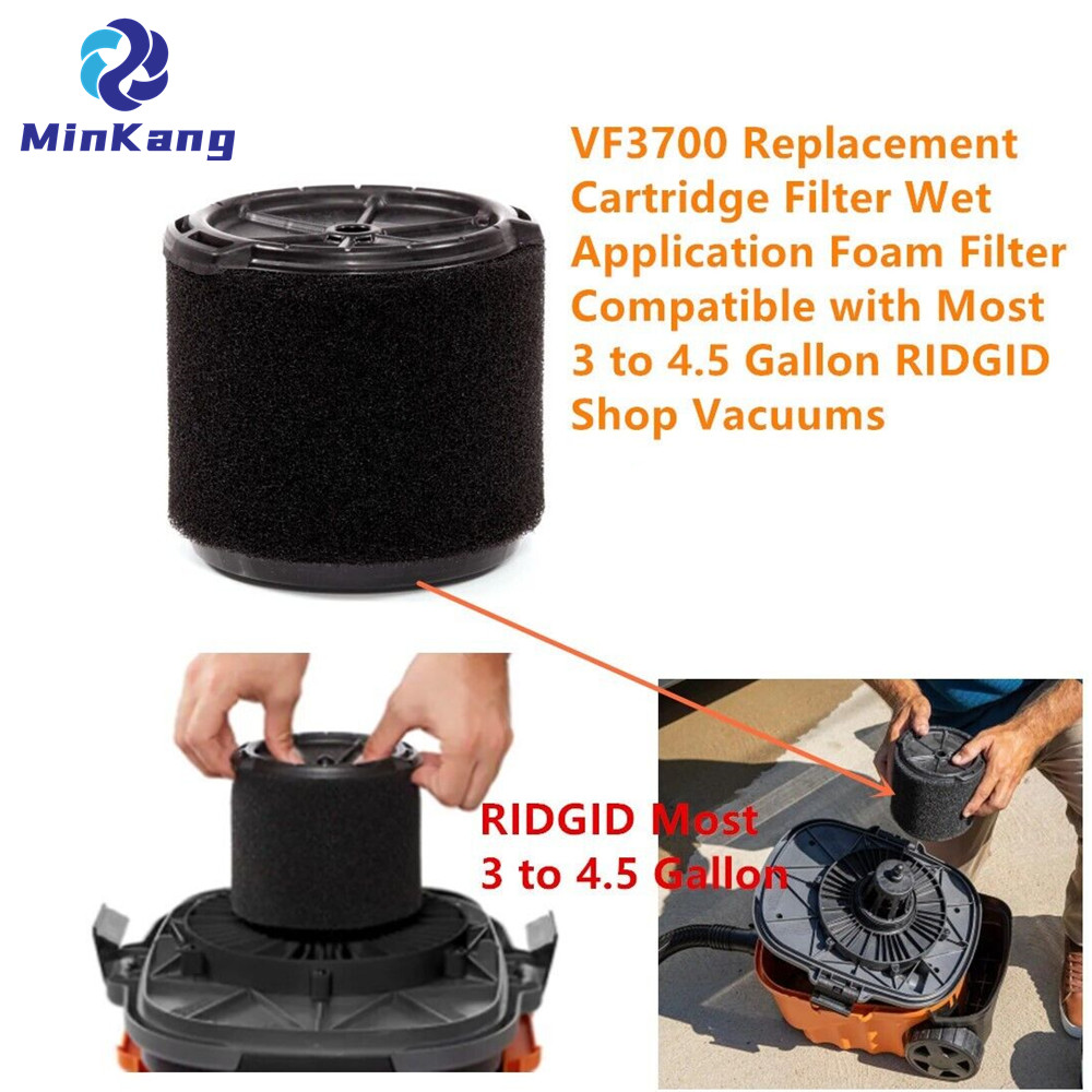  VF3700 air filter Wet Application Foam Washable for Most 3-4.5 GAL RIDGID Shop Vacuums WET PICK-UP ONLY