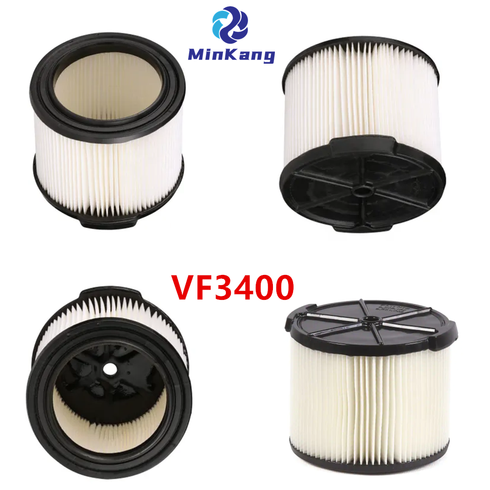 White VF3400 1-Layer Standard Pleated Paper Filter for 3 to 4.5 Gallon RIDGID Wet/Dry Shop vacuum cleaner parts