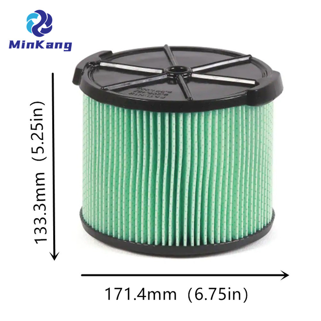 Green VF3600 HEPA Material Pleated Paper Wet/Dry Vac Replacement Cartridge Filter for 3 to 4.5 Gal RIDGID Shop Vacuums