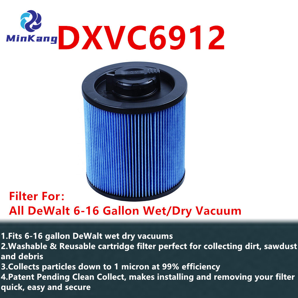 Blue DXVC6912 Fine dust Cartridge Filter Replacement for DeWalt 6-16 Gallon Wet/Dry Vacuum Cleaner Accessories