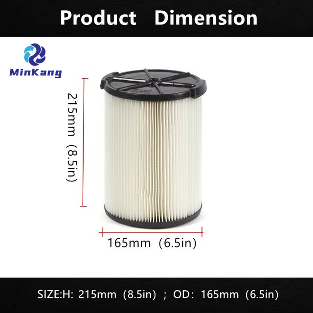 VF4000 Cartridge Vacuum HEPA Filter 1-Layer Standard Wet/Dry Vac Filter for RIDGID Vacs 5-20 Gallons 18-75L (white）