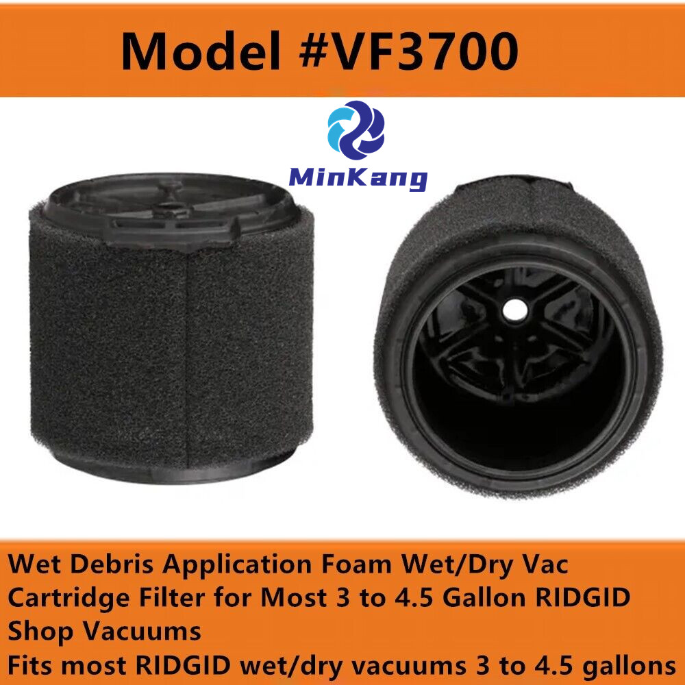 Black VF3700 Wet Application Foam for Most 3-4.5 GAL RIDGID Shop Vacuums