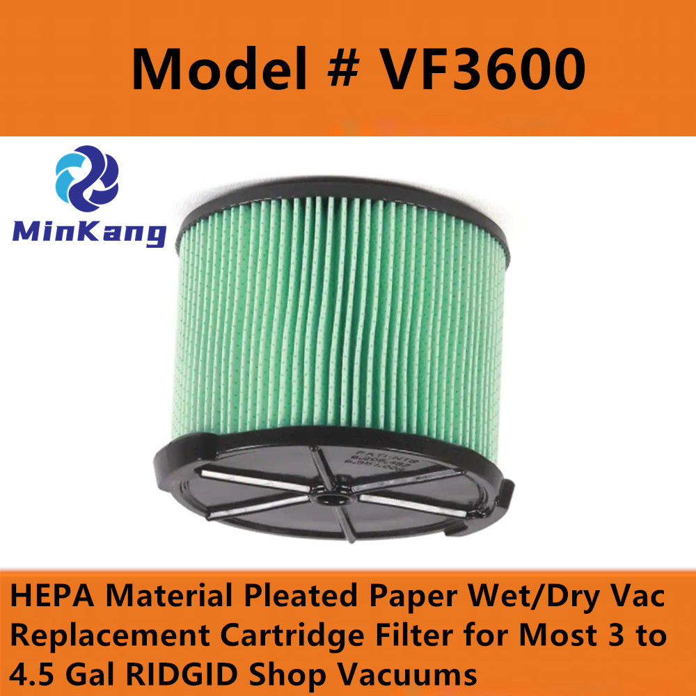Green VF3600 HEPA Material Pleated Paper Wet/Dry Vac Replacement Cartridge Filter for Most 3 to 4.5 Gal RID GID Shop Vacuums