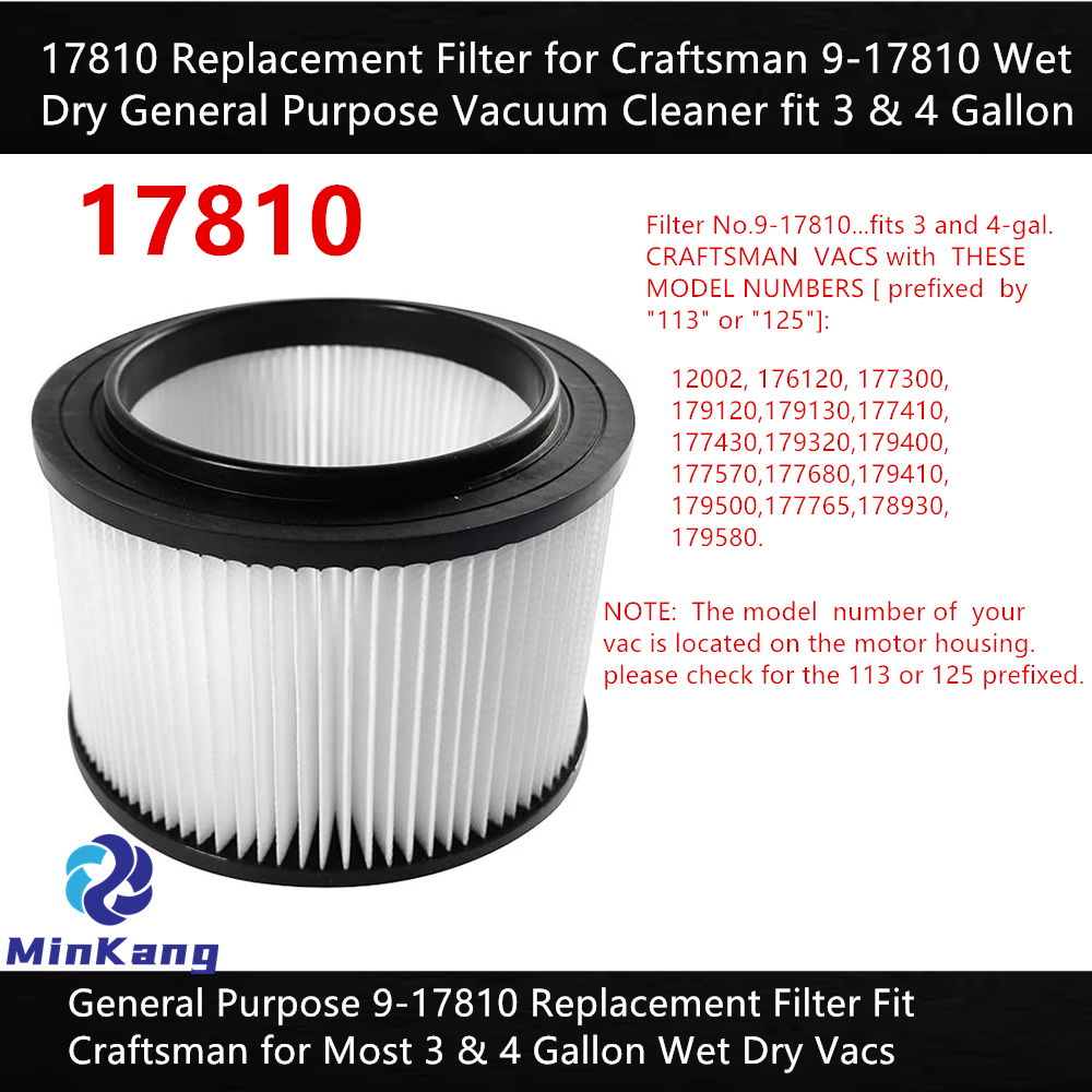 17810 Replacement Cartridge HEPA Filter for Craftsman 9-17810 Wet Dry General Purpose Vacuum Cleaner
