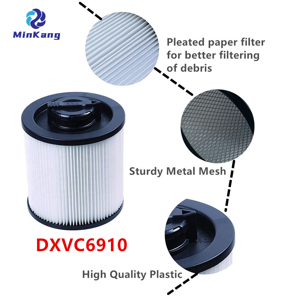 DXVC6910 Cartridge vacuum Filter Replacement DeWalt Standard Filter for 6-16 Gallon Wet/Dry vacuum cleaner parts（White）