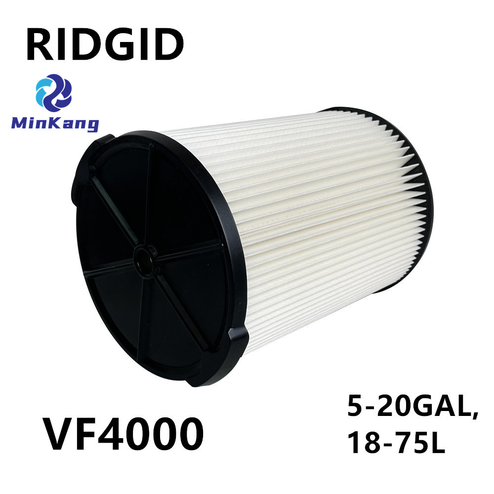 RIDGID VF4000 Cartridge Vacuum HEPA Filter 1-Layer Standard Wet/Dry Vac Filter for RIDGID Vacs 5-20 Gallons 18-75L (white）Washable Wet/Dry Vacuum Garage Shop Vac Pleated Filter (white）