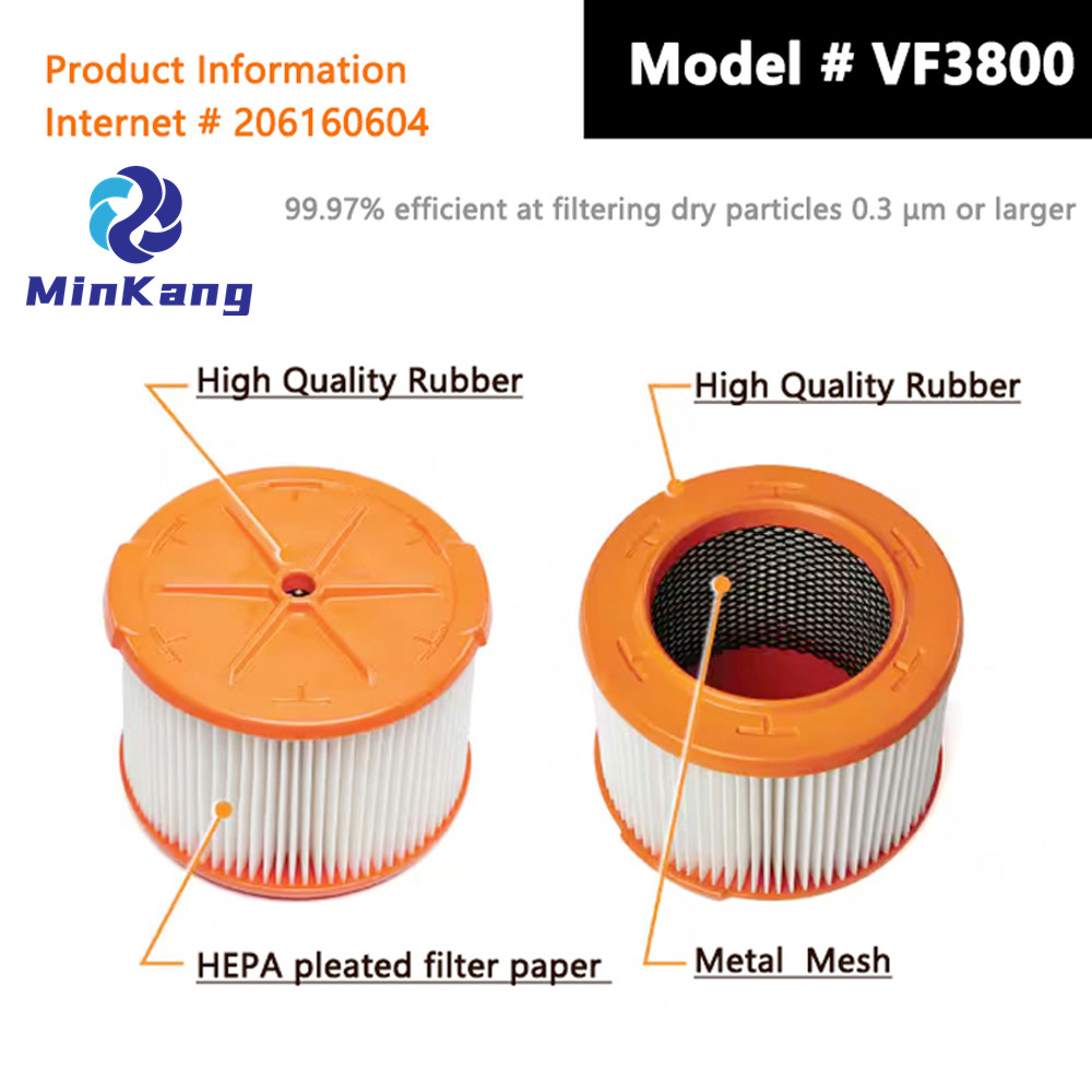 # VF3800 Replacement Pleated HEPA Filter for Most 3-4.5 Gallon RIDGID Wet Dry vacuums