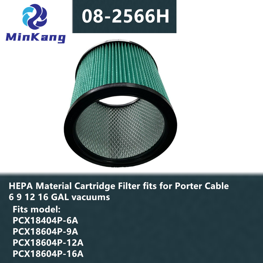 08-2566H HEPA Material Cartridge Filter for Porter Cable 6 9 12 16 GAL vacuums