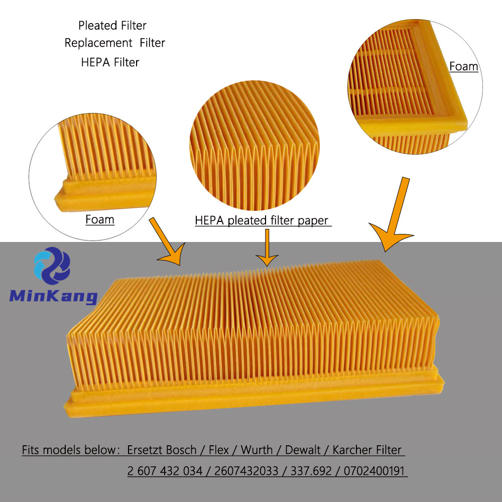 Replacement vacuum cleaner HEPA Filter Pleated Filter for Bosch GAS 35, Karcher NT 30/1, NT 35/1, NT 40/1, Wurth ISS 35