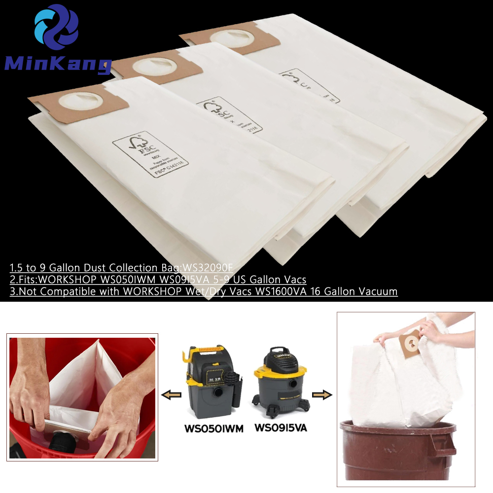 WS32090F Dust Collection Bag filter replacement WORKSHOP 5-9 US Gallon vacuum bag