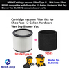 90304 Cartridge vacuum Filter Type U ，Wet Foam Filter 90585 for Shop-Vac 12 Gallon Hardware Wet Dry Blower Vac 