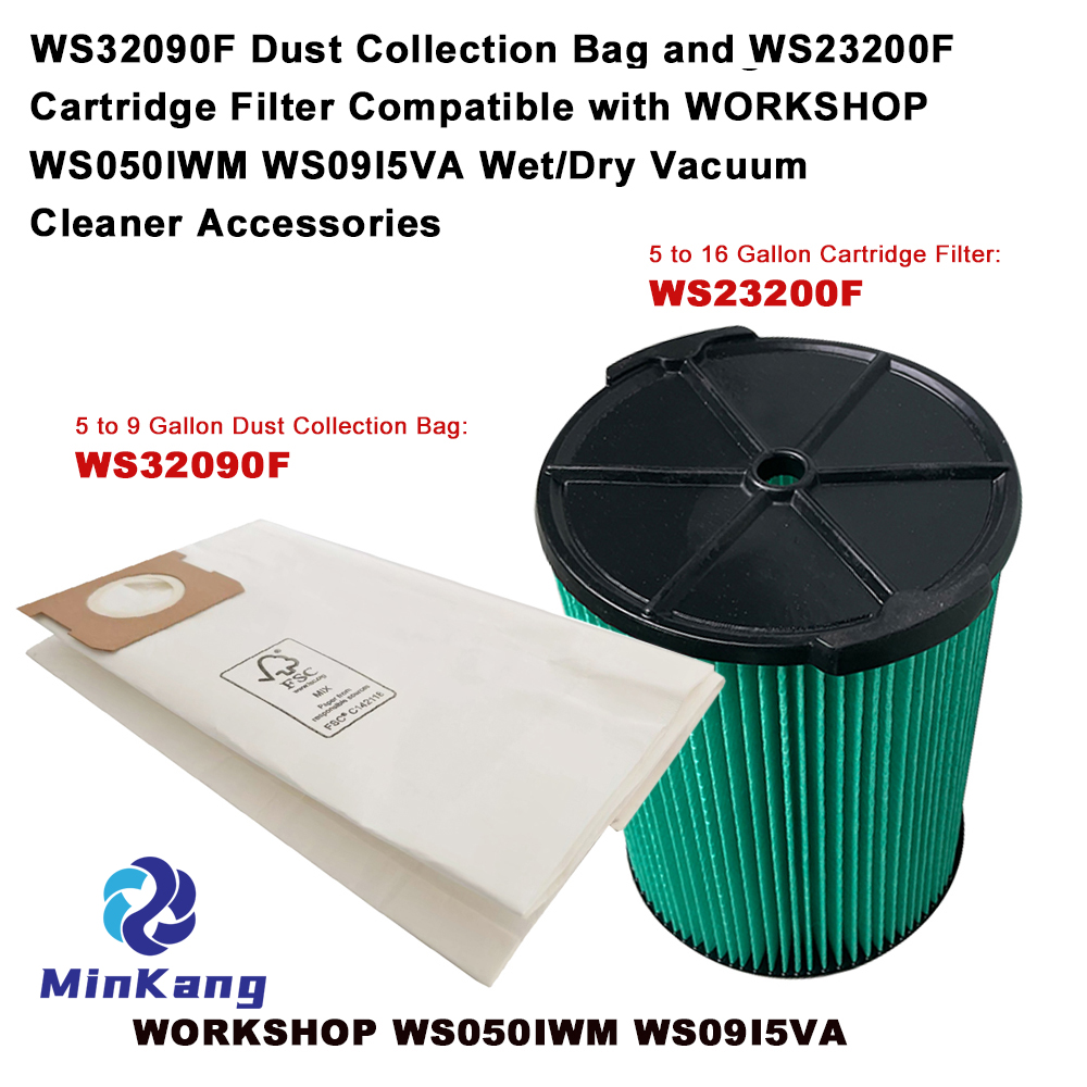  Dust Collection Bag and filter replacement For WORKSHOP WS050IWM WS09I5VA Wet/Dry Vacuum Cleaner 