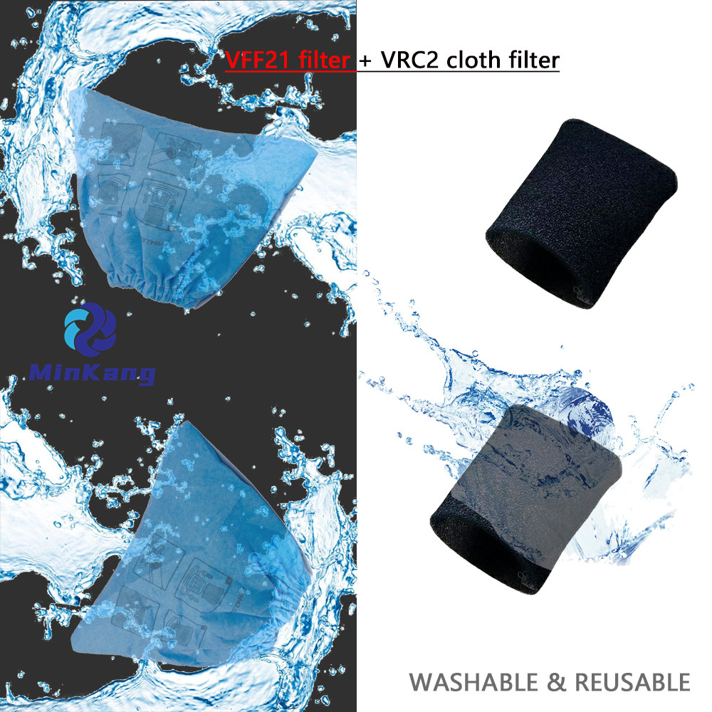 VFF21 Foam Filter for Most Vacmaster 2.5 to 5 Gallon Wet/Dry Vacs and  VRC2 Vacuum Filter for Armor All 2.5 Gallon 