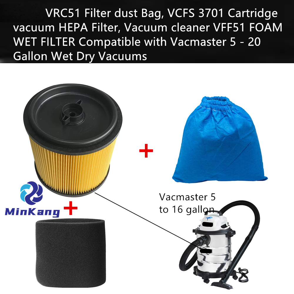 VRC51 Filter dust Bag, VCFS 3701 Cartridge vacuum HEPA Filter, VFF51 FOAM WET FILTER for Vacmaster 5 - 20 Gallon Wet Dry Vacuums