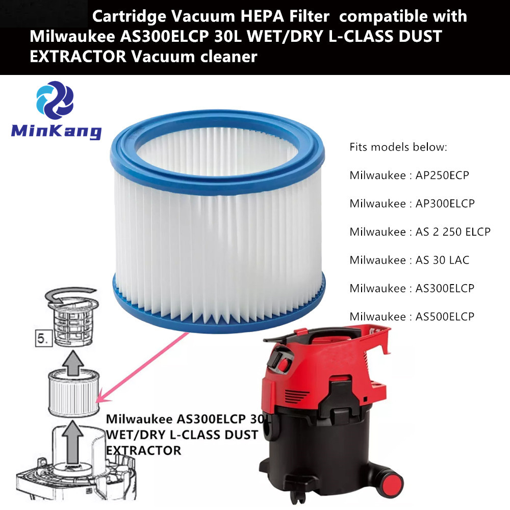 Cartridge Vacuum HEPA Filter for Milwaukee AS300ELCP 30L WET/DRY L-CLASS DUST EXTRACTOR Vacuum cleaner