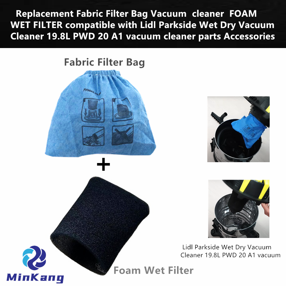 Replacement Fabric Filter Bag Vacuum cleaner FOAM WET FILTER for Lidl Parkside Wet Dry 19.8L PWD 20 A1 vacuum 