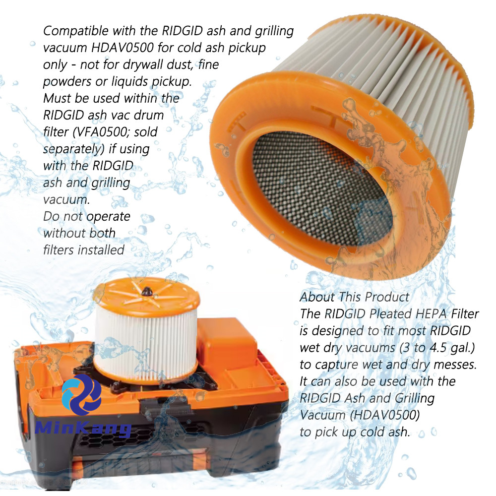 # VF3800 Replacement Pleated HEPA Filter for Most 3-4.5 Gallon RIDGID Wet Dry vacuums