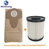 paper Bag + Cartridge washable Filter for Parkside PWD25 A2 vacuum cleaner 