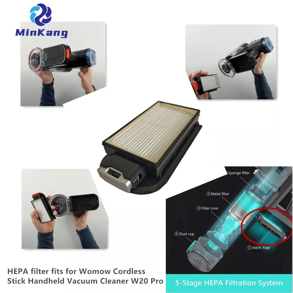 HEPA filter and cleaning brush for Womow Cordless Stick Handheld Vacuum Cleaner W20 Pro