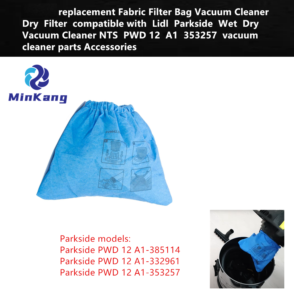 Blue replacement Fabric Filter Bag Vacuum Cleaner Dry Filter for Parkside Wet Dry Vacuum Cleaner PWD 12 A1 353257 