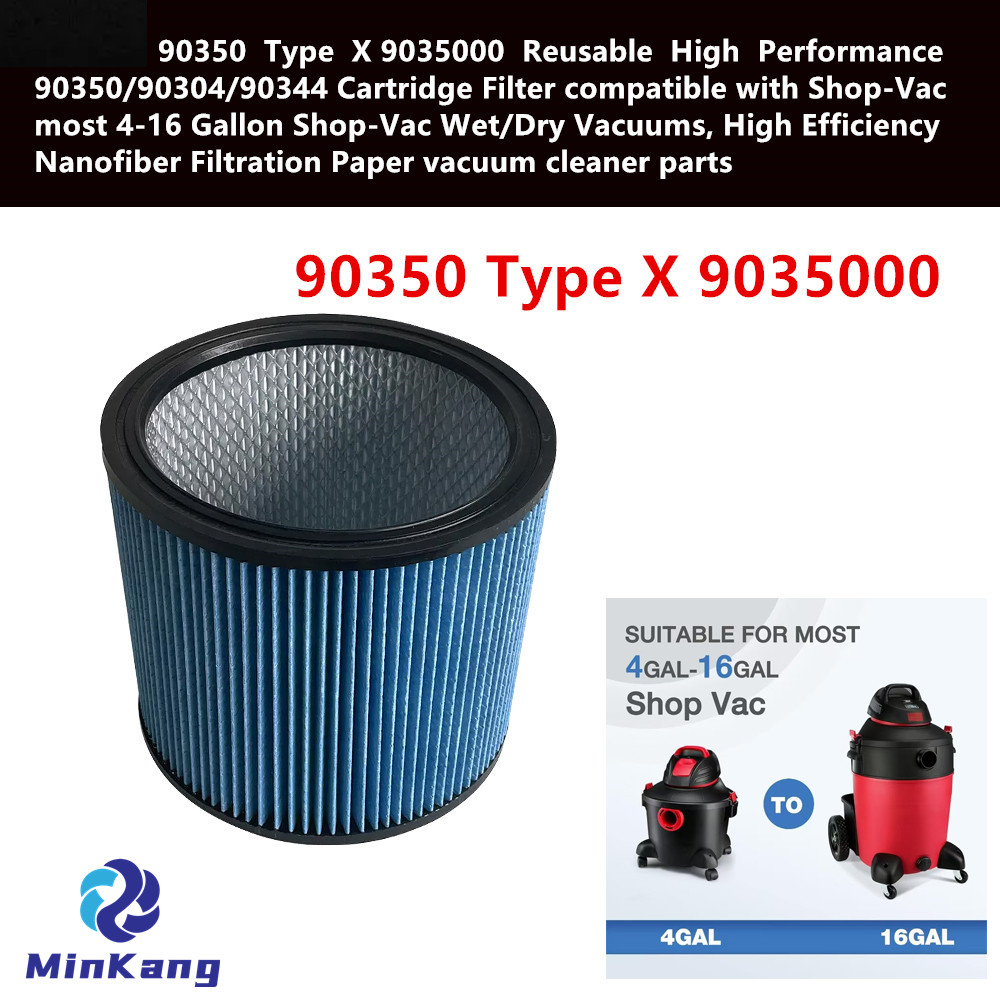 90350 Type X 9035000 Reusable High Performance 90350/90304/90344 Cartridge Filter for Shop-Vac most 4-16 Gallon Wet/Dry Vacuums