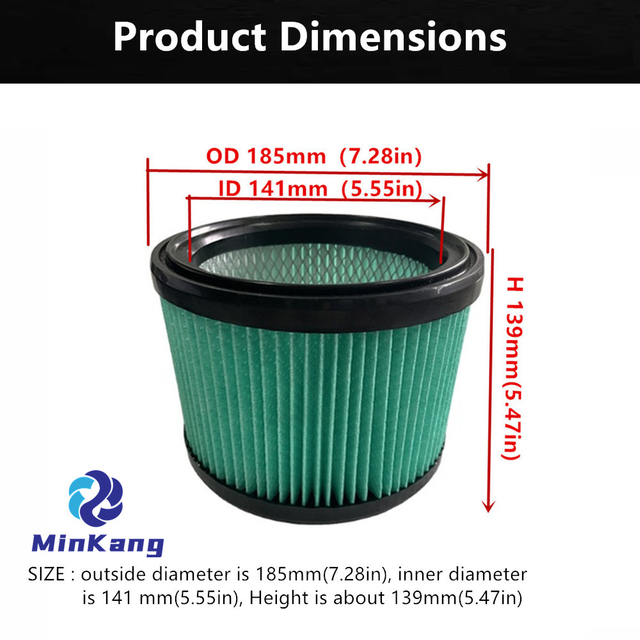 Replacement Cartridge vacuum HEPA Filter for Bosch GAS 12-25 PL 15PS GAS 15 PS\15 Vacuum Cleaner --(green)