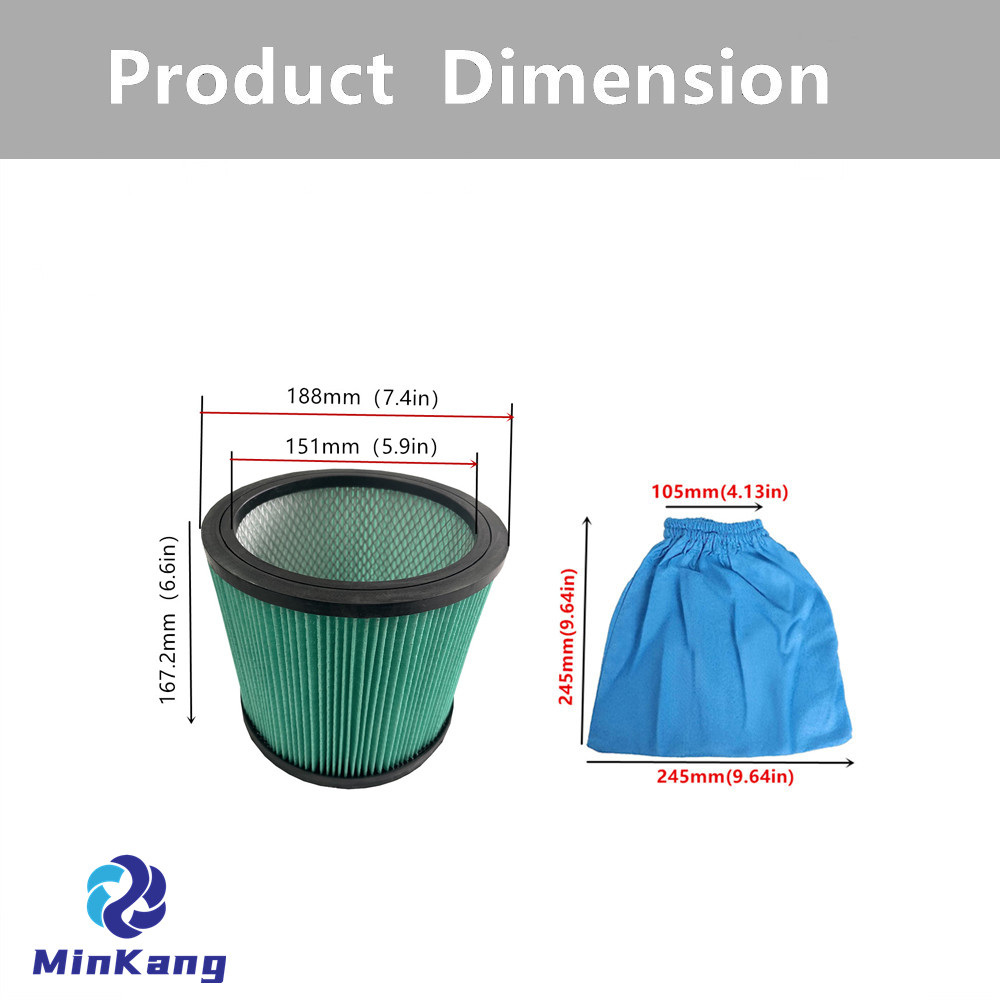 Green Cartridge vacuum HEPA Filter with Locking Lid, Textile Filter Bag Dry Filter for Parkside Lidl Wet and Dry Vacuum Cleaner 