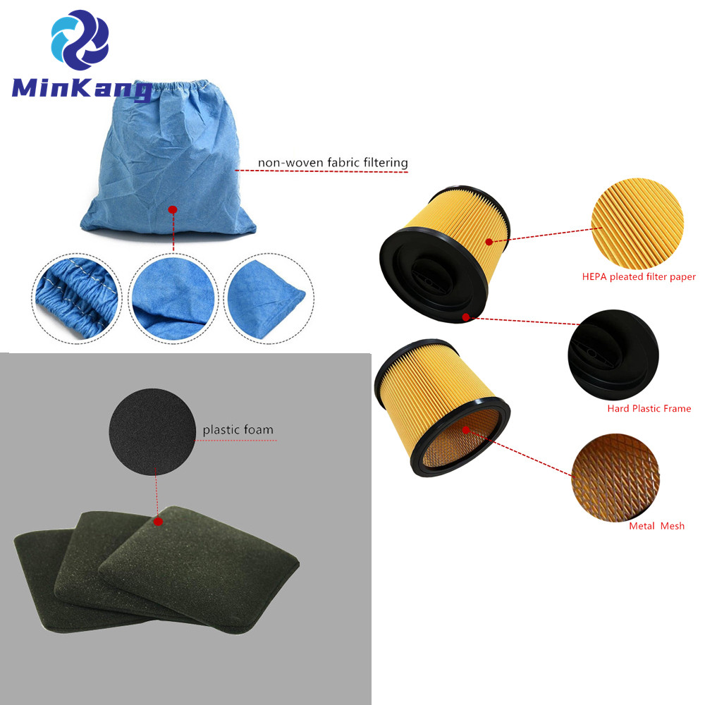 Cartridge vacuum HEPA Filter Textile Filter Bag Dry Filter, Foam Filter, Wet Filter for Parkside Lidl Wet and Dry Vacuum Cleaner 