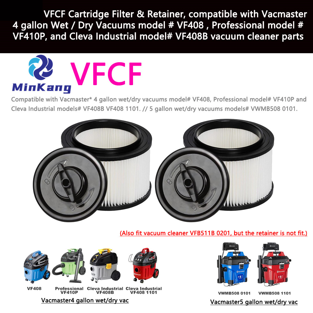 VFCF Cartridge Filter & Retainer for Vacmaster 4 gallon Wet/Dry Vacuums model# VF408 