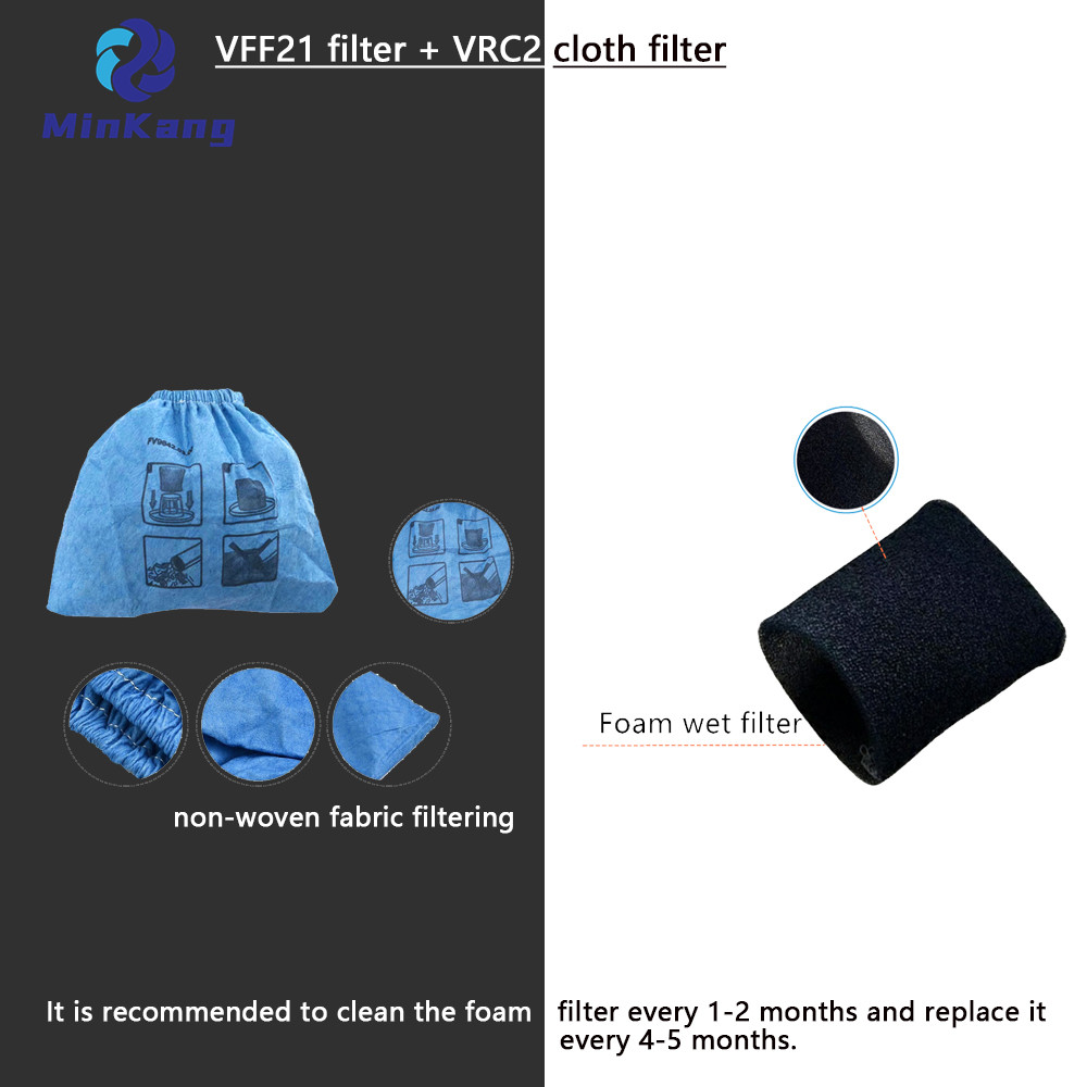 VFF21 Foam Filter for Most Vacmaster 2.5 to 5 Gallon Wet/Dry Vacs and  VRC2 Vacuum Filter for Armor All 2.5 Gallon 