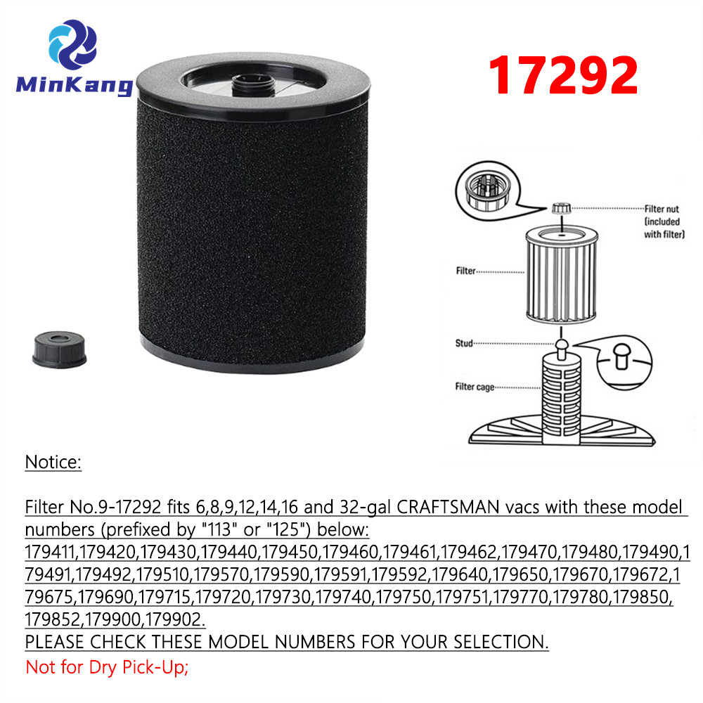 17292 Cartridge Vacuum FOAM Filter for Craftsman most 5 gallon and larger vacs made 1988 and after Vacuum Cleaners accessories 