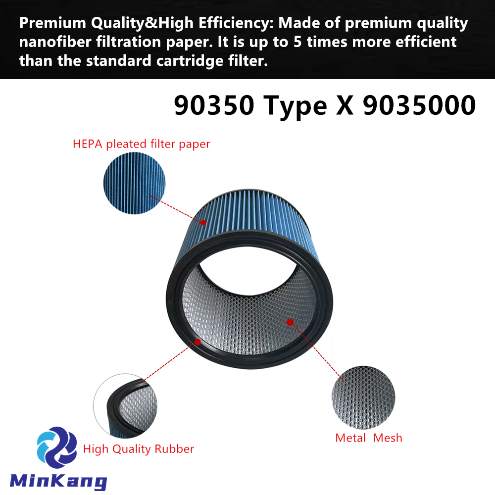 90350 Type X 9035000 Reusable High Performance 90350/90304/90344 Cartridge Filter for Shop-Vac most 4-16 Gallon Wet/Dry Vacuums
