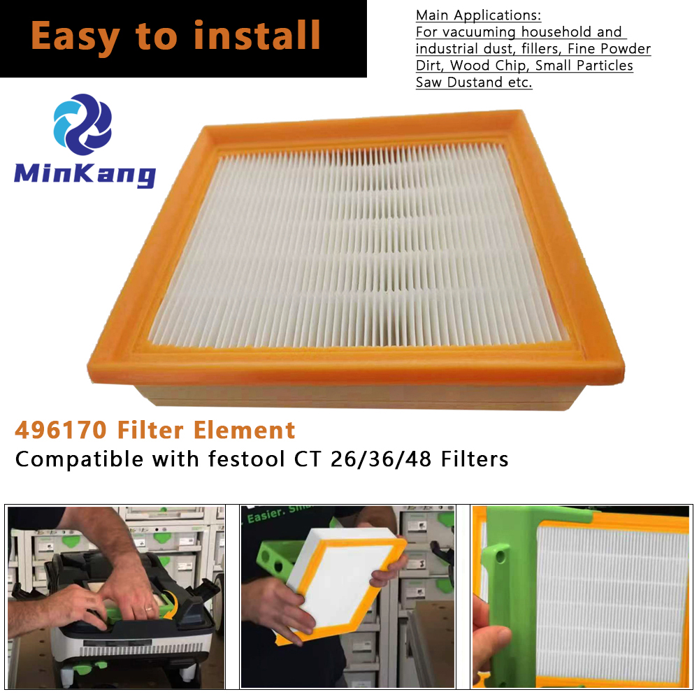  496170 vacuum replacement filter for Festool CT 26,36,48 Dust Extractors vacuum cleaner parts