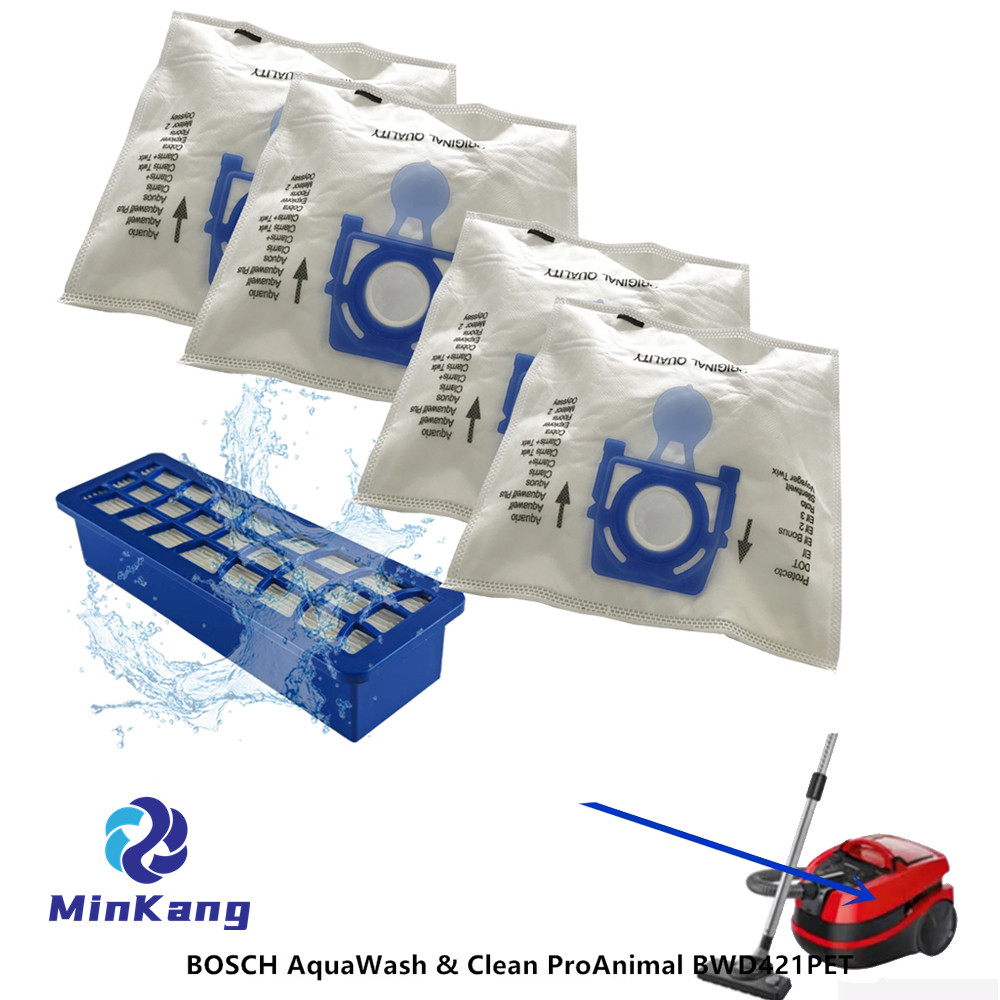 HEPA filter and Dust Bags for BOSCH AquaWash & Clean ProHygienic Wet & dry BWD420HYG vacuum