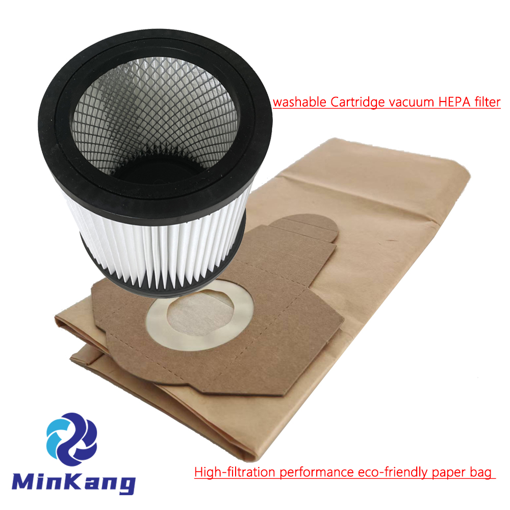 paper Bag + Cartridge washable Filter for Parkside PWD25 A2 vacuum cleaner 
