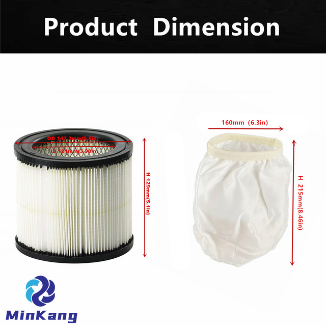 Cartridge vacuum HEPA Filter and non-woven Cloth Filter Dust Bag for CRAFTSMAN Wet/Dry and Most Shop Vac