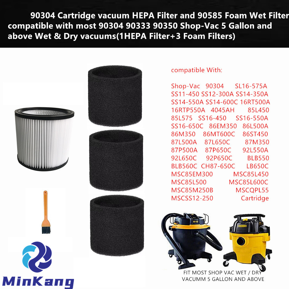 Cartridge HEPA Filter and Foam for most 90304 Shop-Vac 5 Gallon and above Wet & Dry vacuums