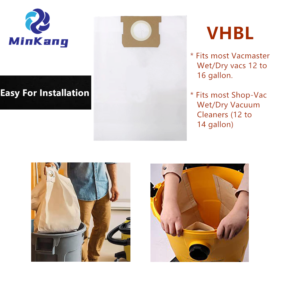 VHBL HIGH EFFICIENCY DUST FILTER Bags for Vacmaster VBV1210 12 to 16 gallon most Shop-Vac Wet/Dry Vacuum Cleaners (12 to 14 gallon)