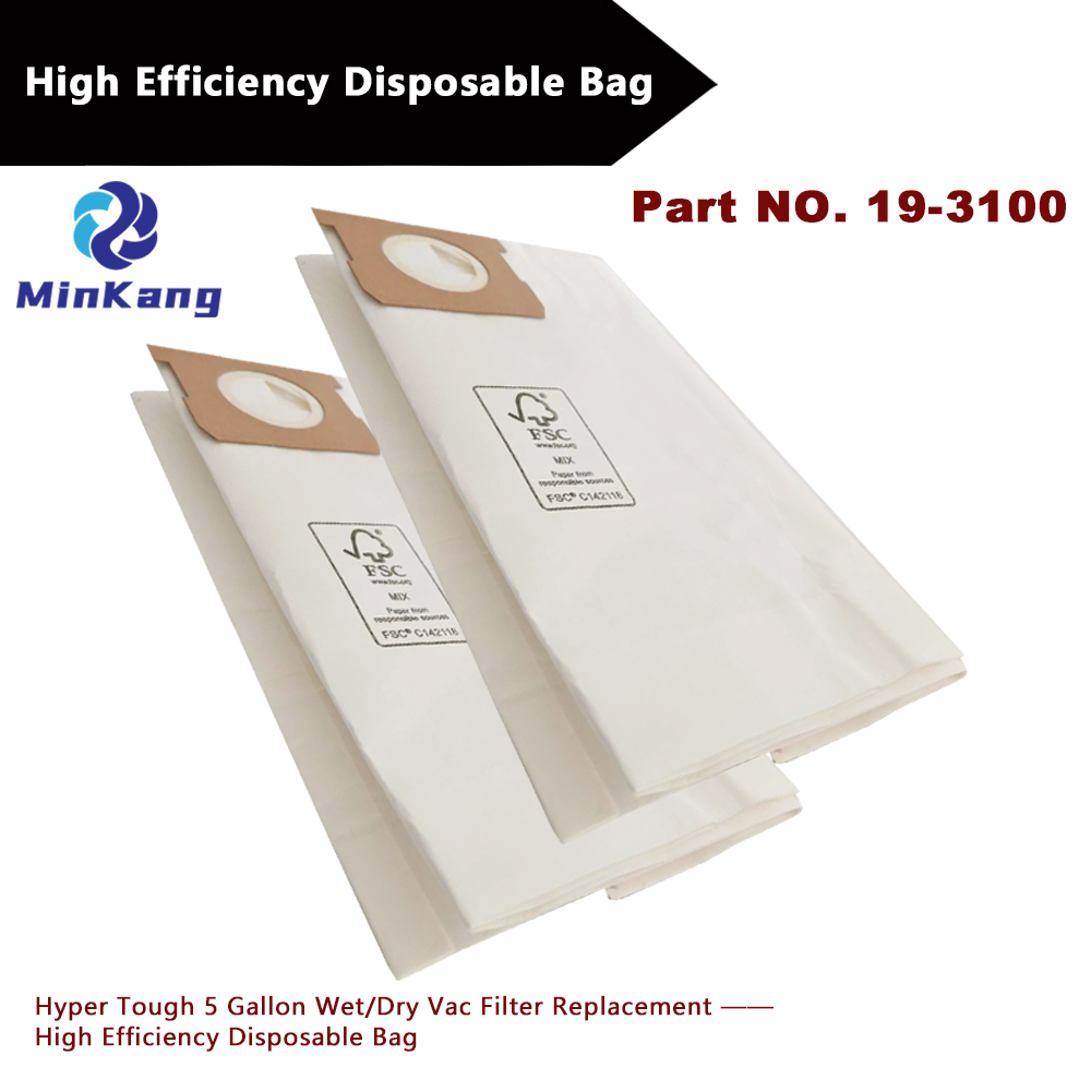 Hyper Tough 5 Gallon Wet/Dry Vac hepa filter replacement- High Efficiency vacuum filter Disposable Bag