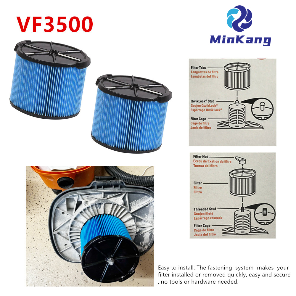  VF3500 3-Layer Pleated Paper Fine Dust Vacuum Filter for 3-4.5gal 11-17 L RIDGID Wet Dry vacuum cleaner 