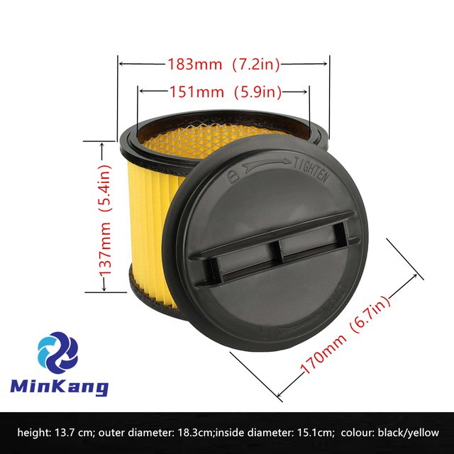 Cartridge Vacuum HEPA Pleated Filter for Einhell BT-VC 1115, BT-VC 1215 S, BT-VC 1250, BT-VC 1250 S, BT-VC 1450 SA vacuums