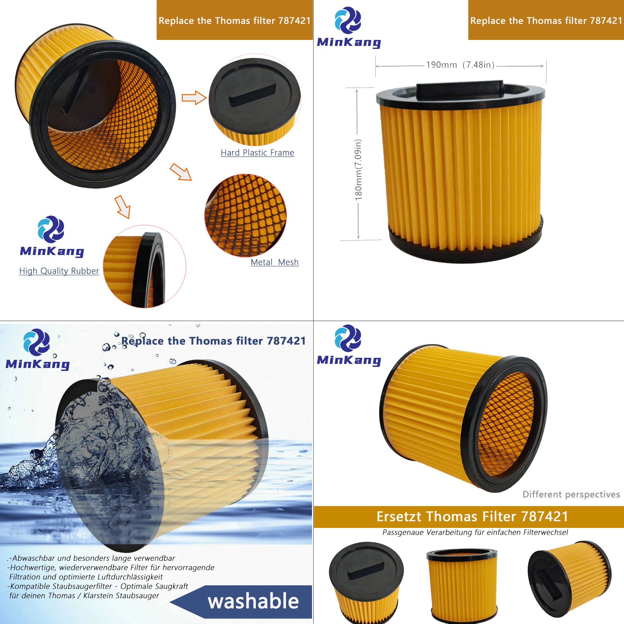  cartridge Hepa filter Replacement For the Thomas 787421 