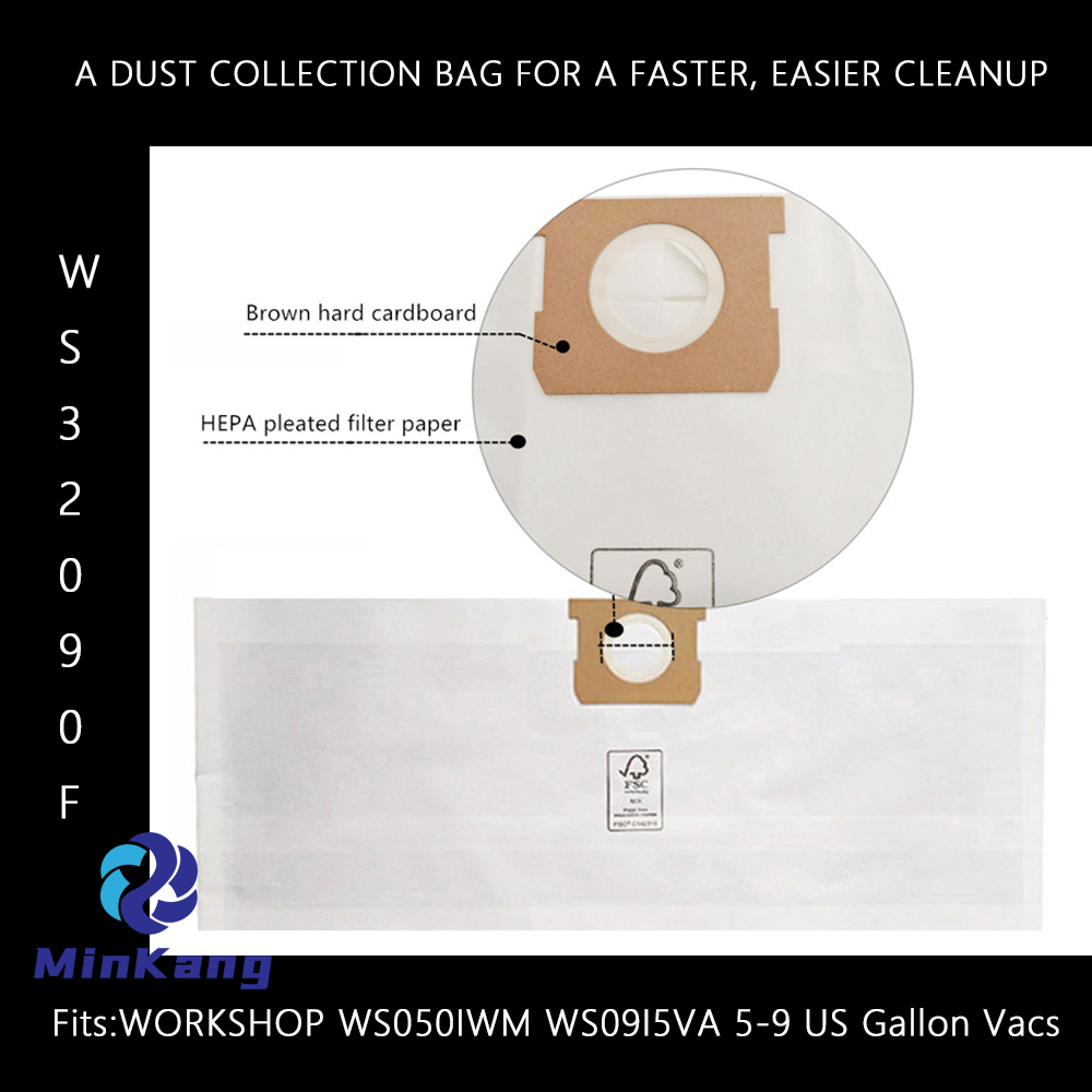WS32090F Dust Collection Bag filter replacement WORKSHOP 5-9 US Gallon vacuum bag