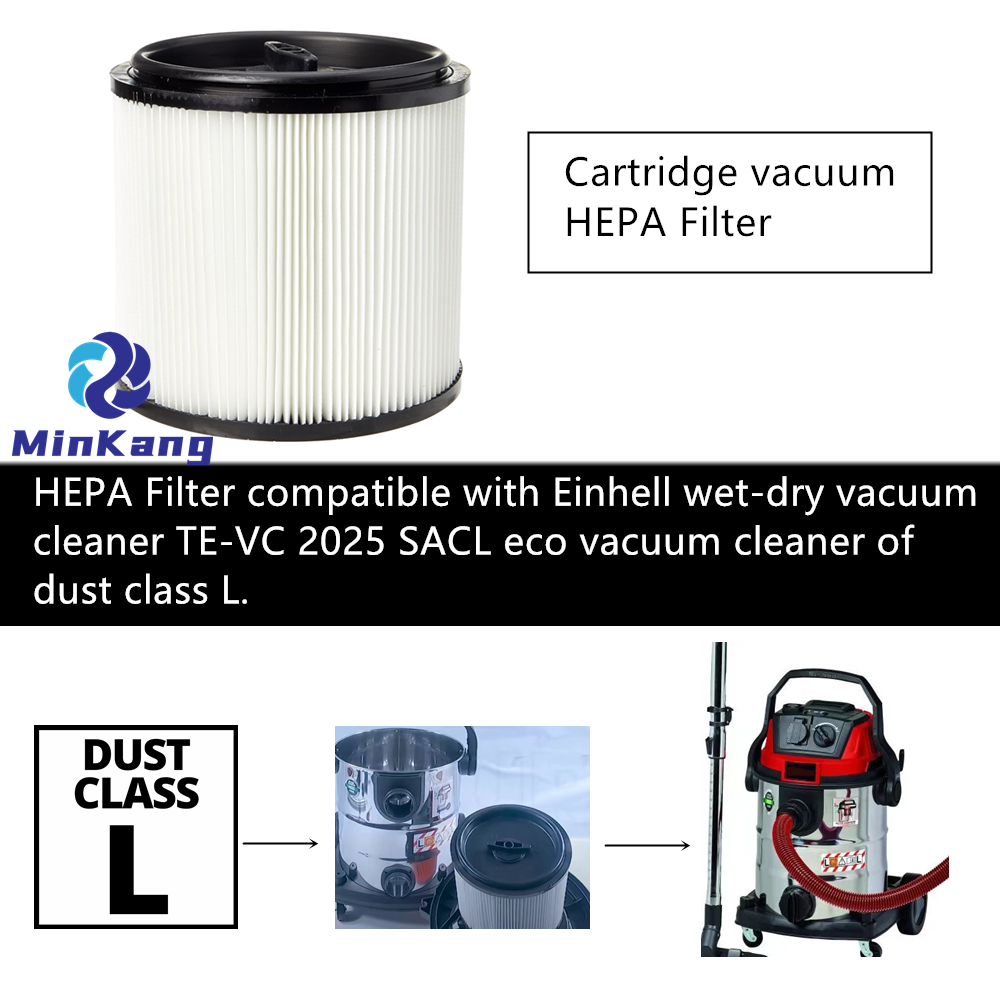 Cartridge vacuum HEPA Filter for Einhell TE-VC 2025 SACL 25L Wet/Dry Vacuum Cleaner (Dust Class L)